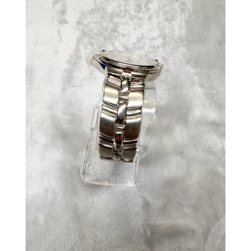 Gruen Silver Tone Unisex 37mm Watch Date Function New Battery Cleaned Polished